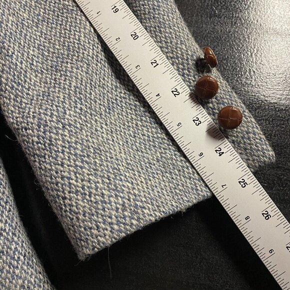 Vintage Harris Tweed Sport Coat 39 Blue Herringbone Blazer Two Button Vented - Picture 14 of 16